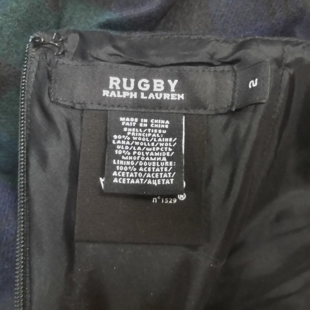 Ralph Lauren Plaid Dress Blue Green Wool Strapless - Picture 9 of 9